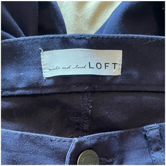 LOFT Navy Suede Pull-On Skinny Pants Women's Size 6 Leggings Dressy - Picture 2 of 5